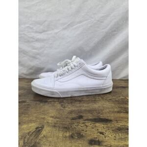 VANS Old Skool Tumble White Leather Sneakers Size 8.5 MEN